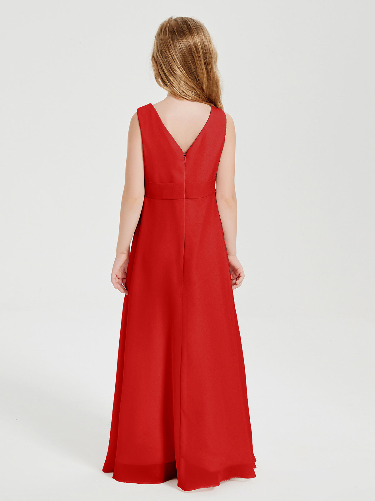 Boho Long Chiffon Bridesmaid Gown Red